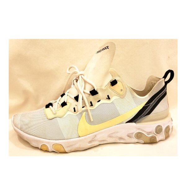 Nike React Element 55 Men's Sneakers Size- 10.5 White/Pale/Vanilla - Picture 3 of 9